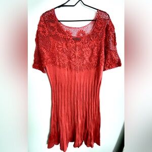 ☘️Peruvian Connection Pima Cotton knit dress, size large, rust